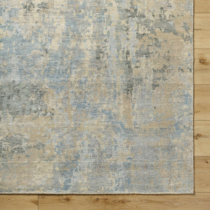 Greenhills Modern Abstract Design Beige And Blue Hand Knotted Area Rug - The Rug Decor