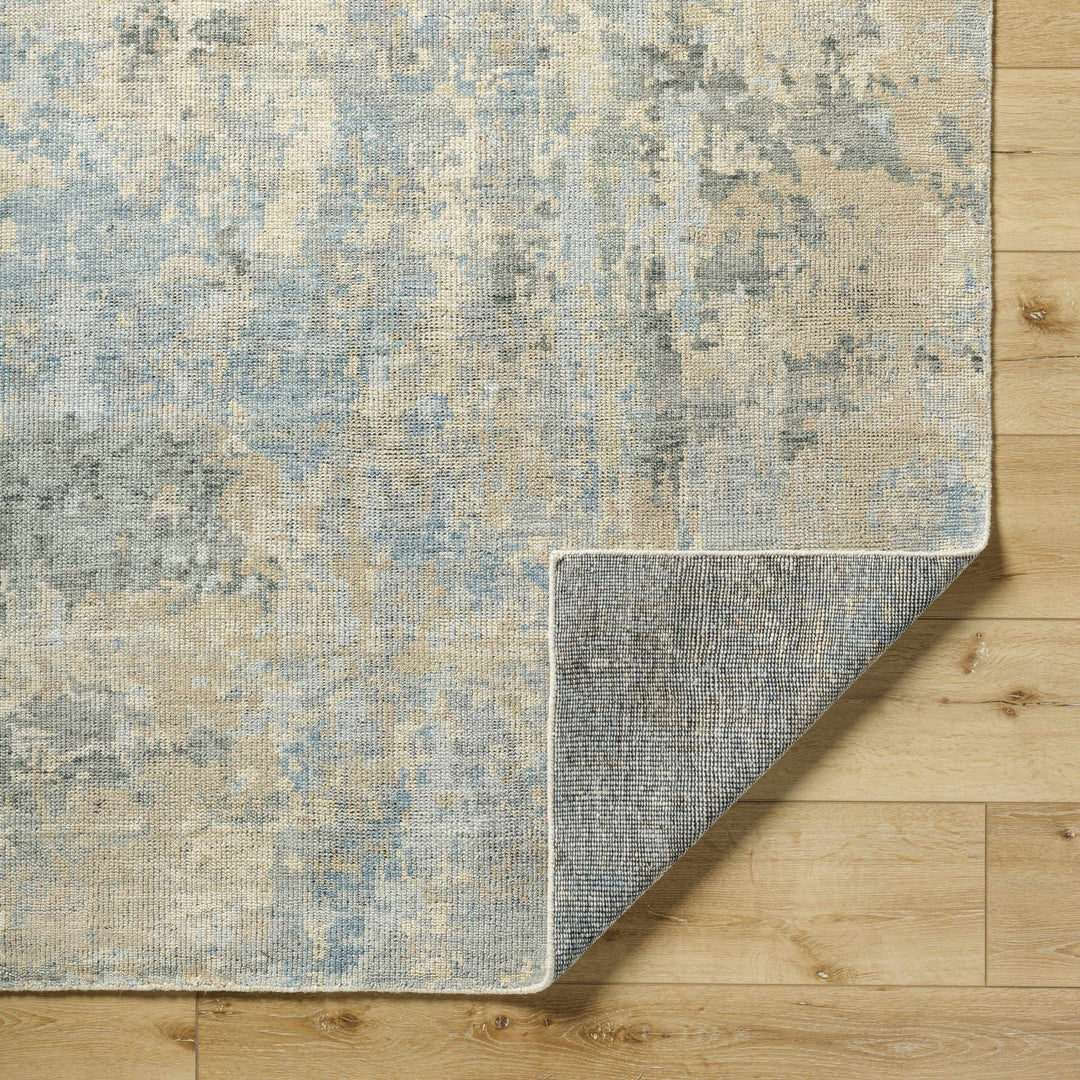 Greenhills Modern Abstract Design Beige And Blue Hand Knotted Area Rug - The Rug Decor