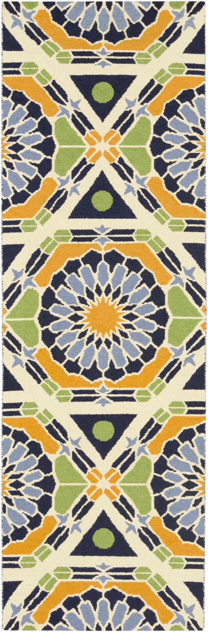 Greenough Geometric Deisgn Blue & Mustard Hand Knotted Wool Rug - The Rug Decor