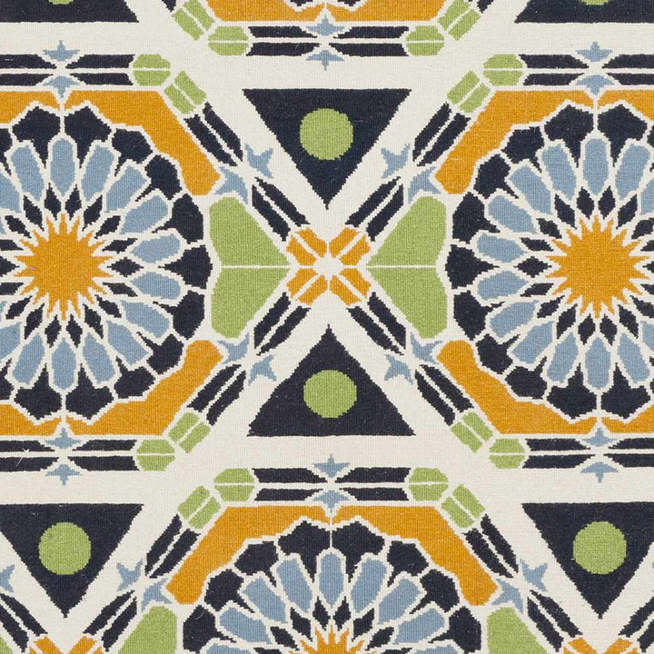 Greenough Geometric Deisgn Blue & Mustard Hand Knotted Wool Rug - The Rug Decor