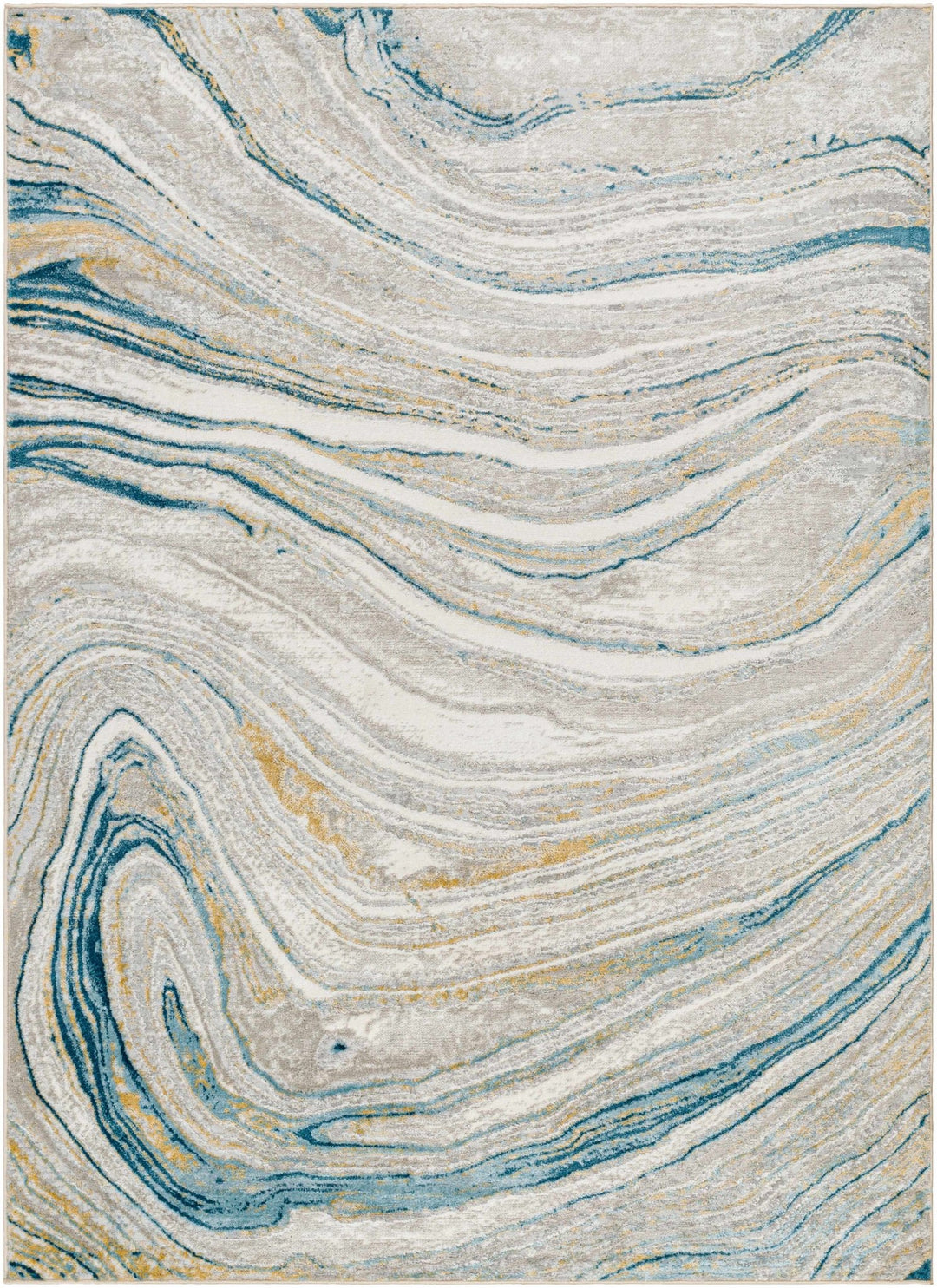 Gregg Contemporary Abstract Design Ivory And Gray Marble Rug - The Rug Decor
