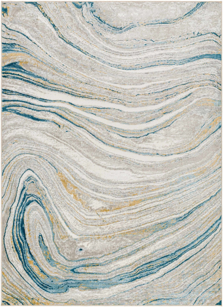 Gregg Contemporary Abstract Design Ivory And Gray Marble Rug - The Rug Decor