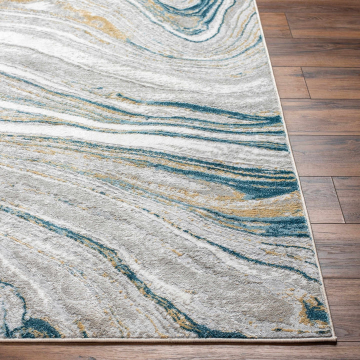 Gregg Contemporary Abstract Design Ivory And Gray Marble Rug - The Rug Decor