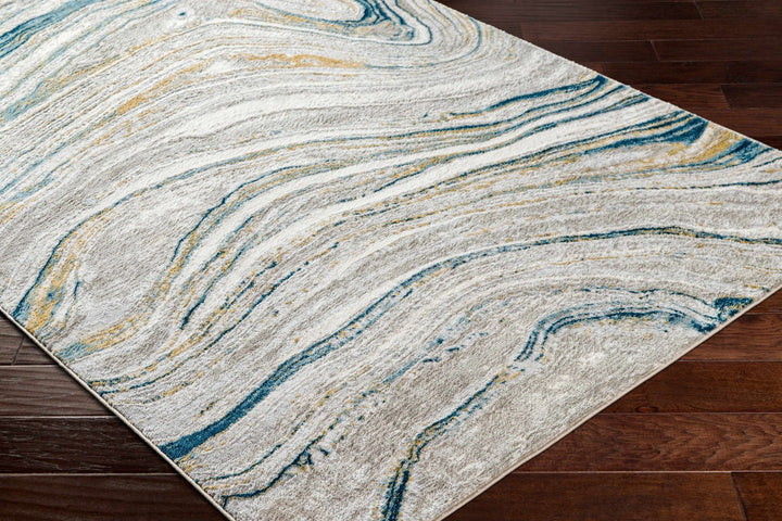 Gregg Contemporary Abstract Design Ivory And Gray Marble Rug - The Rug Decor