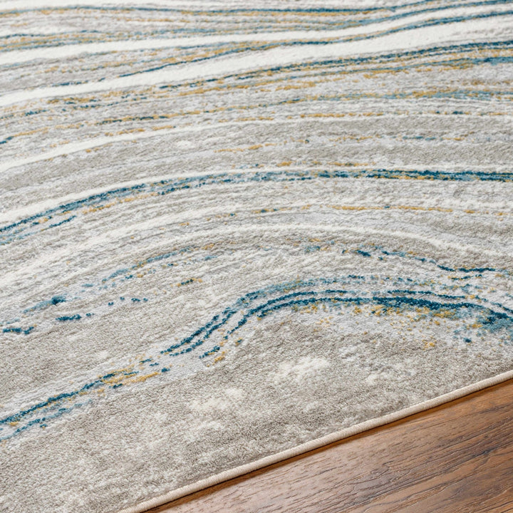 Gregg Contemporary Abstract Design Ivory And Gray Marble Rug - The Rug Decor
