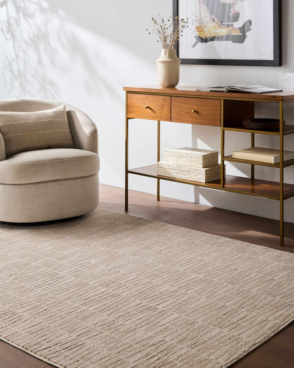 Grenelle Contemporary Style Beige Area Rug - The Rug Decor