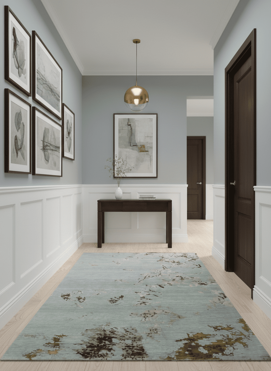 Grey, Charcoal, Olive and Ivory 6x9 Hand Knotted Abstract Wool and Viscose Area Rug - The Rug Decor