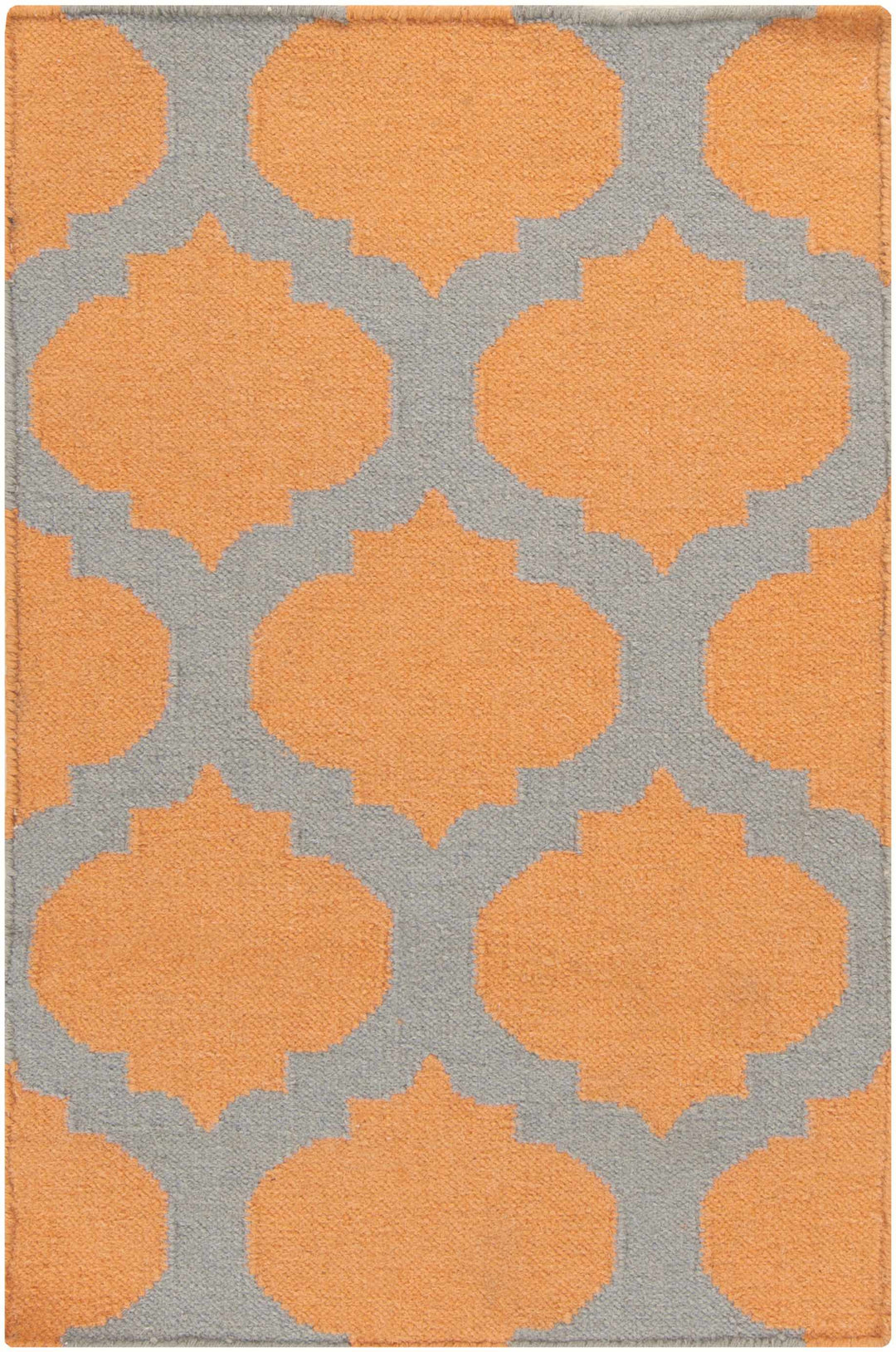 Grinnell Orange Contemporary Geometrical Hand Woven Area Rug