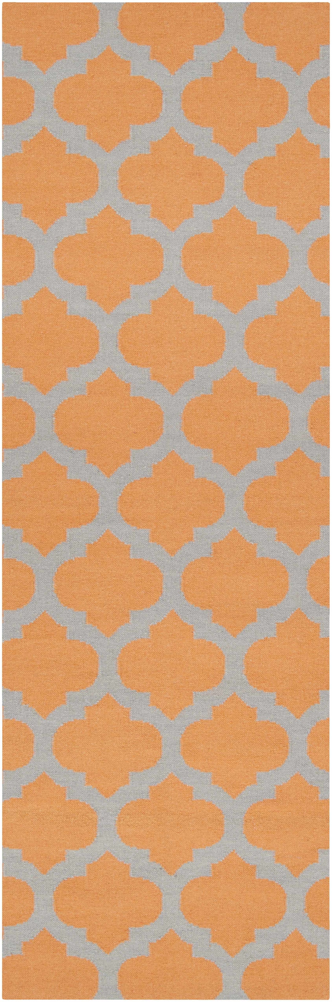 Grinnell Orange Contemporary Geometrical Hand Woven Area Rug