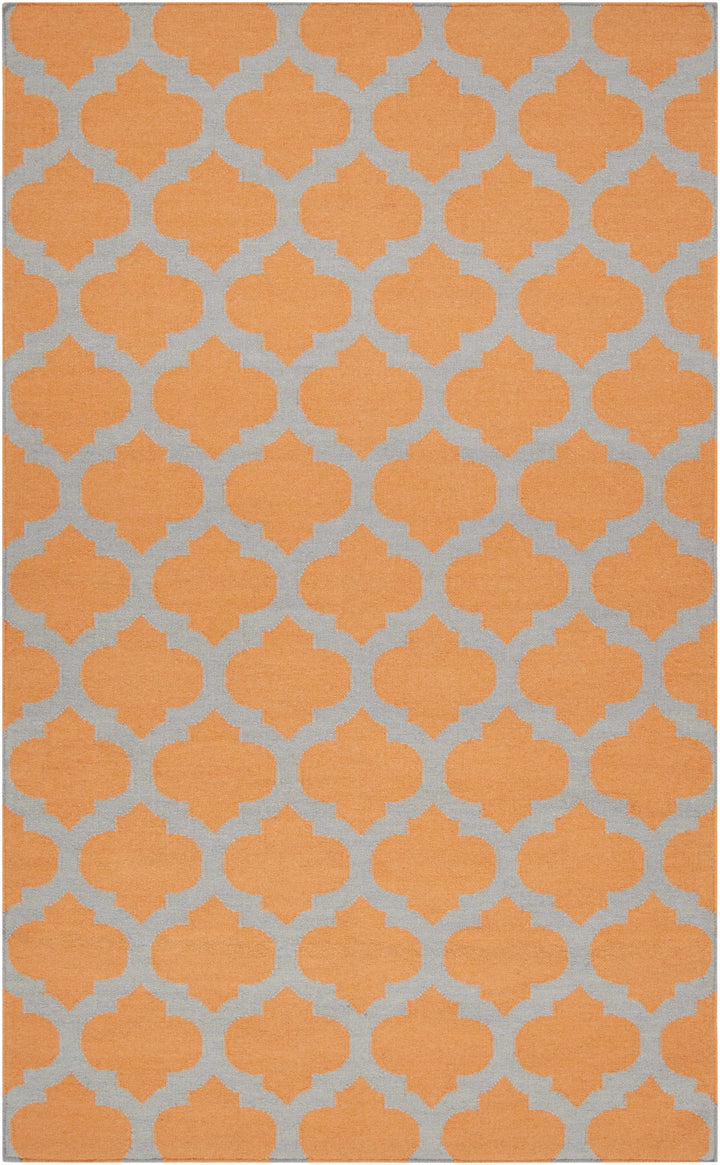 Grinnell Orange Contemporary Geometrical Hand Woven Area Rug