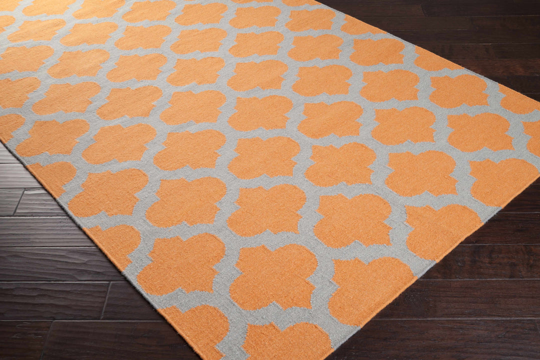 Grinnell Orange Contemporary Geometrical Hand Woven Area Rug