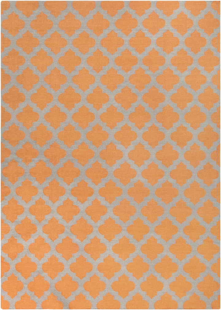 Grinnell Orange Contemporary Geometrical Hand Woven Area Rug