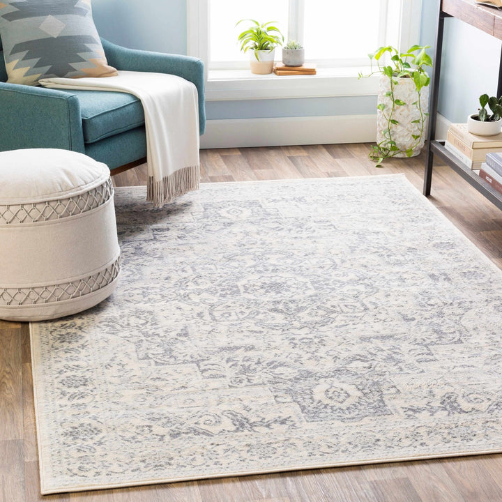 Guildhall Traditional Style Ivory And Gray Area Rug - The Rug Decor