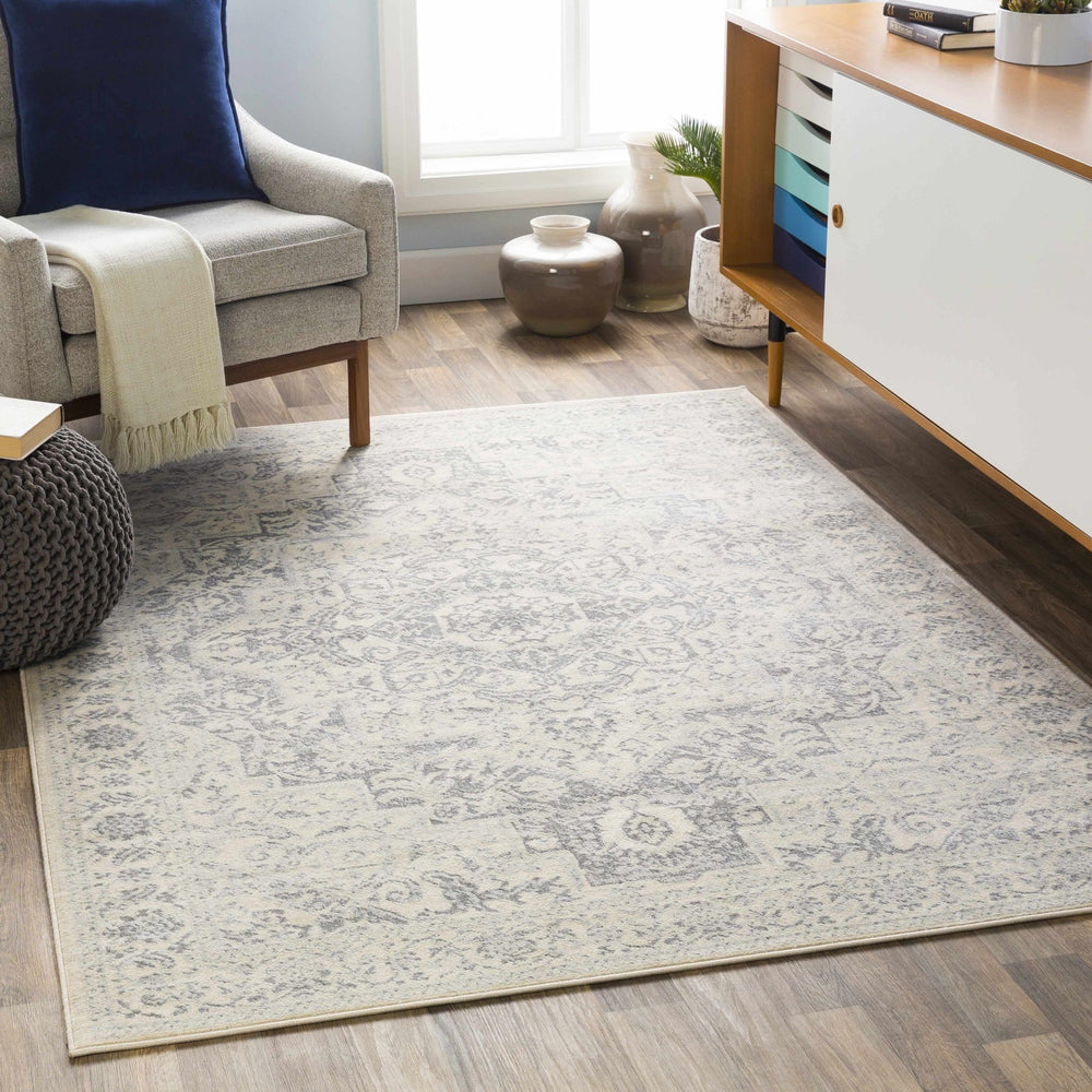 Guildhall Traditional Style Ivory And Gray Area Rug - The Rug Decor