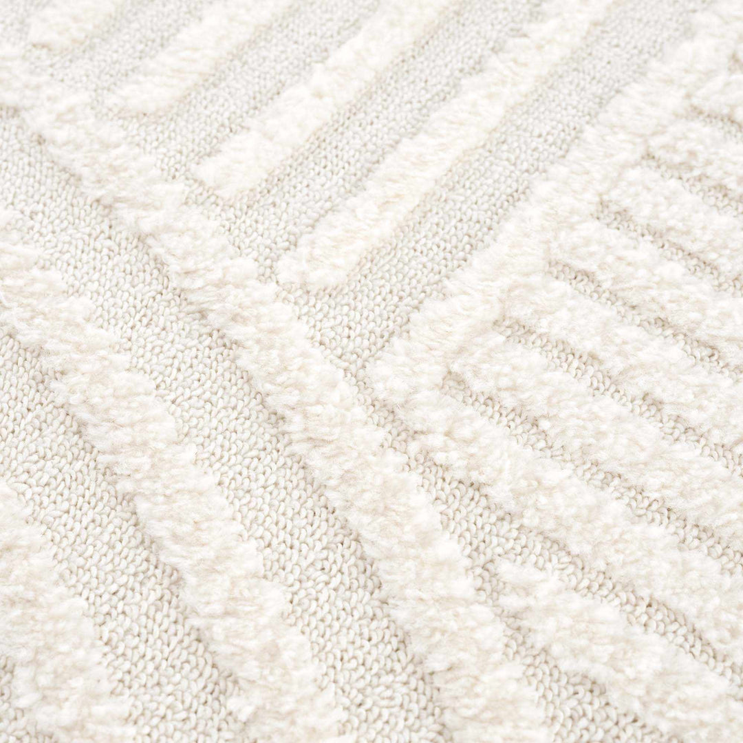 Guiling Contemporary Geometrical Style Ivory Rug with Tassels - The Rug Decor