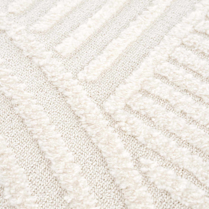 Guiling Contemporary Geometrical Style Ivory Rug with Tassels - The Rug Decor