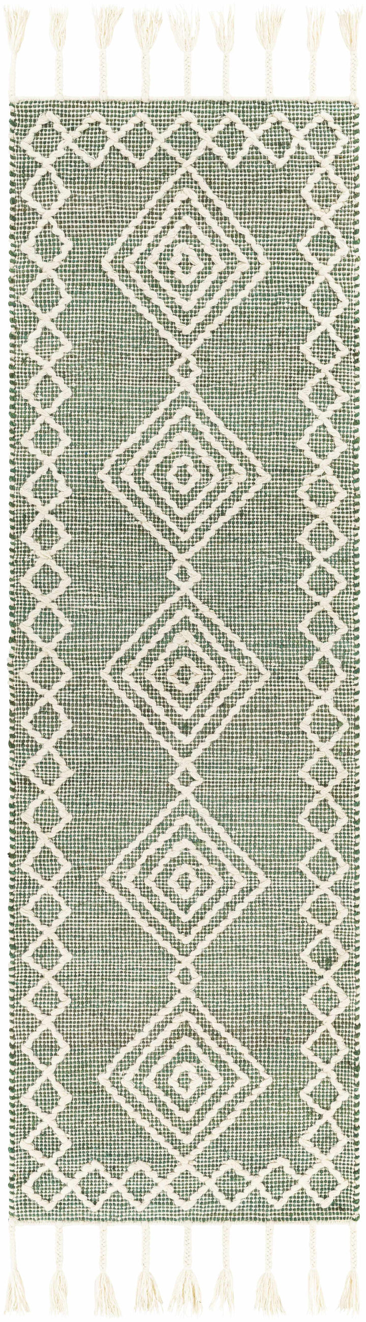 Guiuan Contemporary Geometrical Green And Ivory Rug