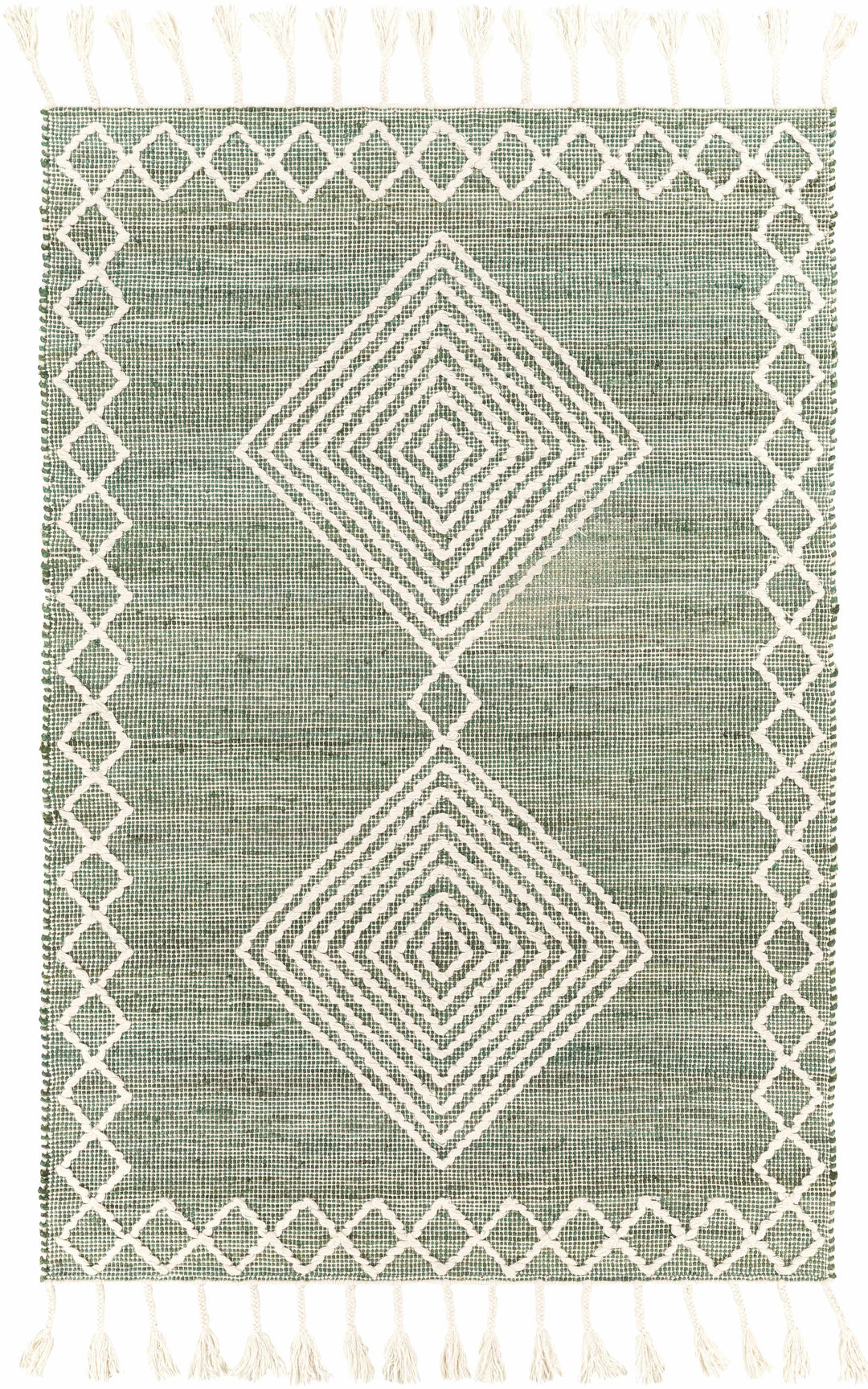 Guiuan Contemporary Geometrical Green And Ivory Rug