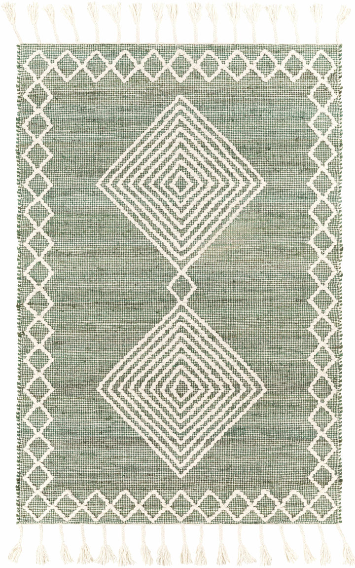 Guiuan Contemporary Geometrical Green And Ivory Rug