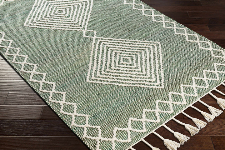 Guiuan Contemporary Geometrical Green And Ivory Rug