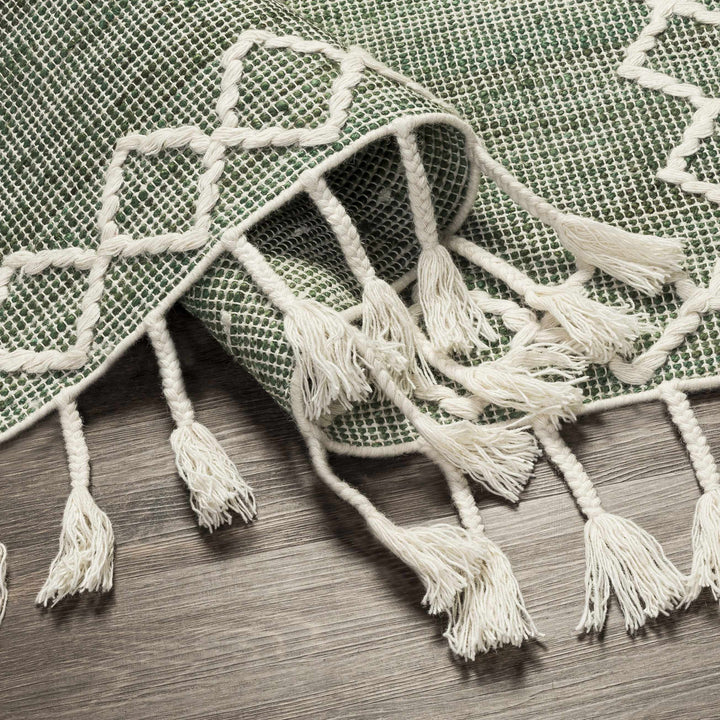 Guiuan Contemporary Geometrical Green And Ivory Rug