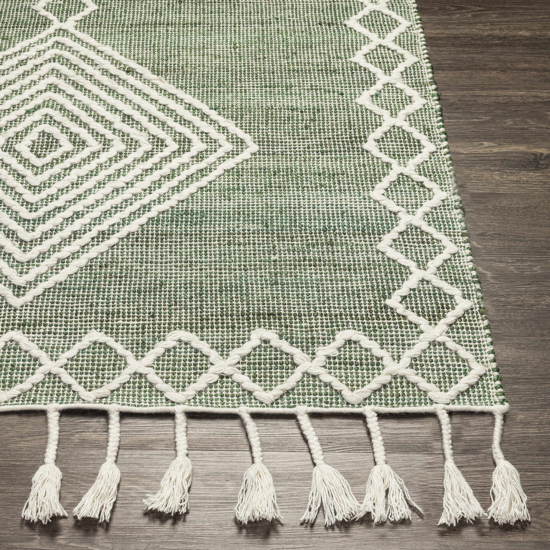 Guiuan Contemporary Geometrical Green And Ivory Rug