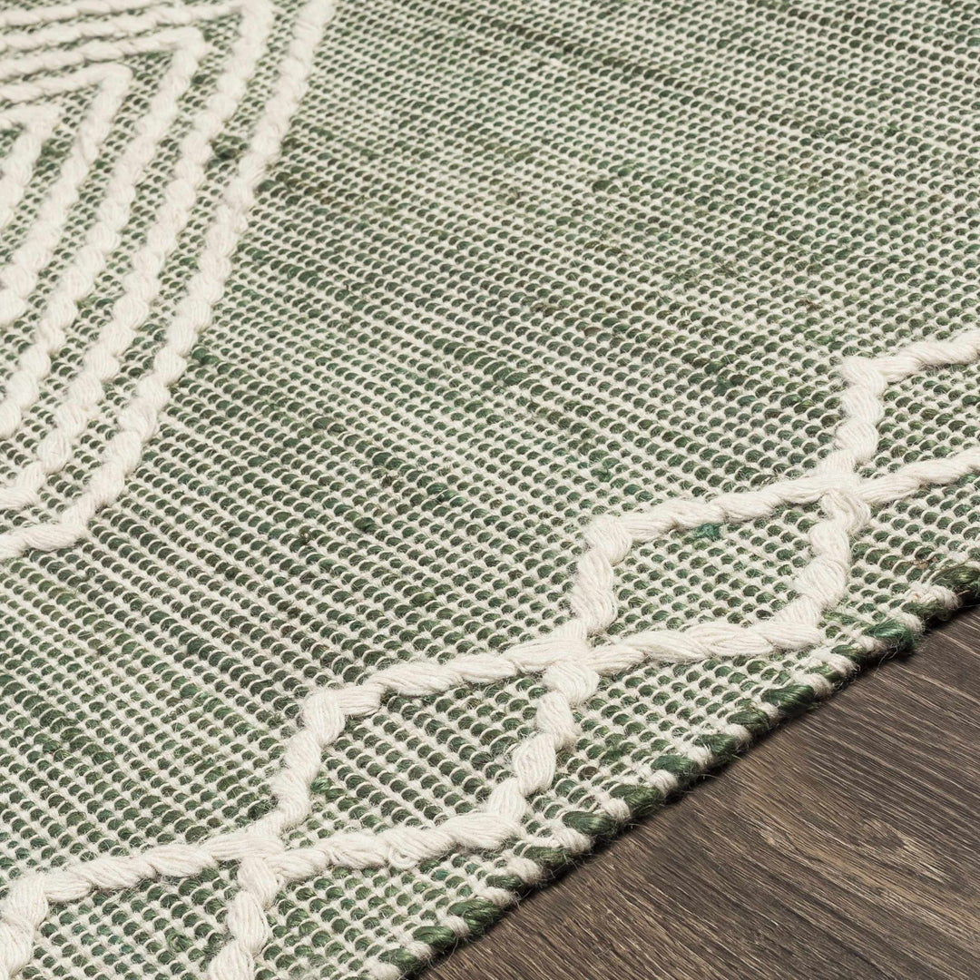 Guiuan Contemporary Geometrical Green And Ivory Rug - The Rug Decor
