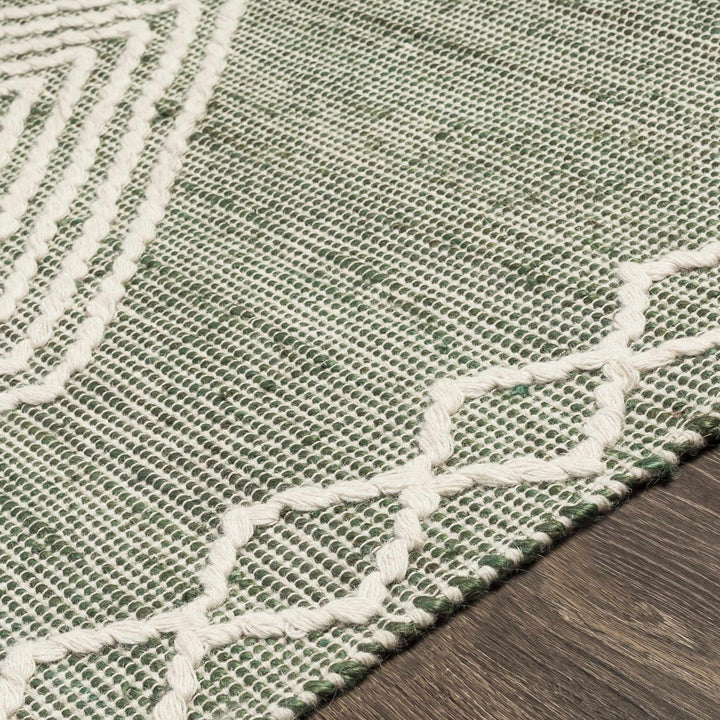 Guiuan Contemporary Geometrical Green And Ivory Rug - The Rug Decor