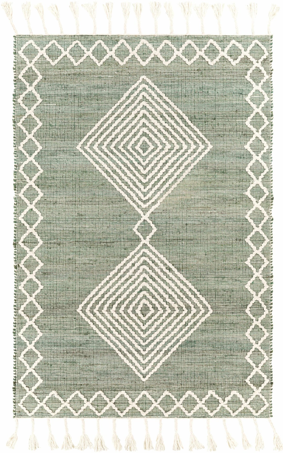 Guiuan Contemporary Geometrical Green And Ivory Rug - The Rug Decor