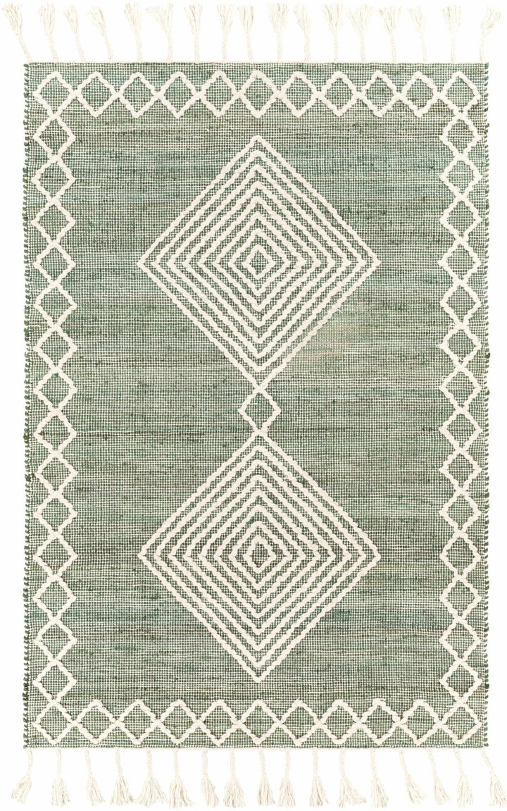 Guiuan Contemporary Geometrical Green And Ivory Rug - The Rug Decor