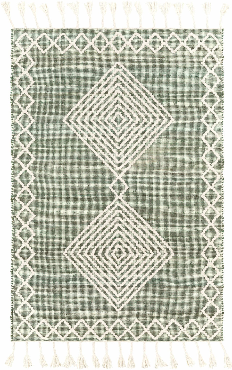 Guiuan Contemporary Geometrical Green And Ivory Rug - The Rug Decor
