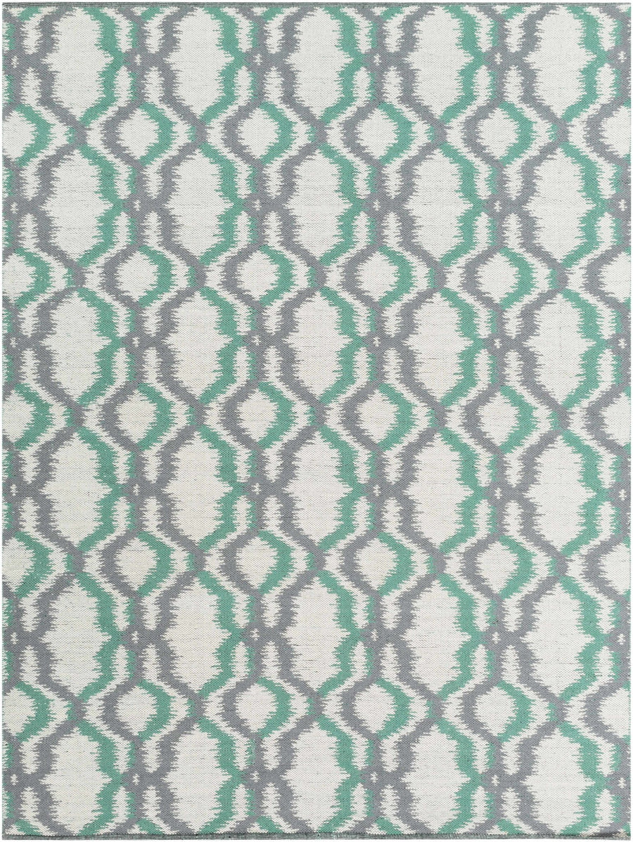Gulliver Contemporary Geometric Design Ivory & Green Hand Woven Wool Area Rug - The Rug Decor