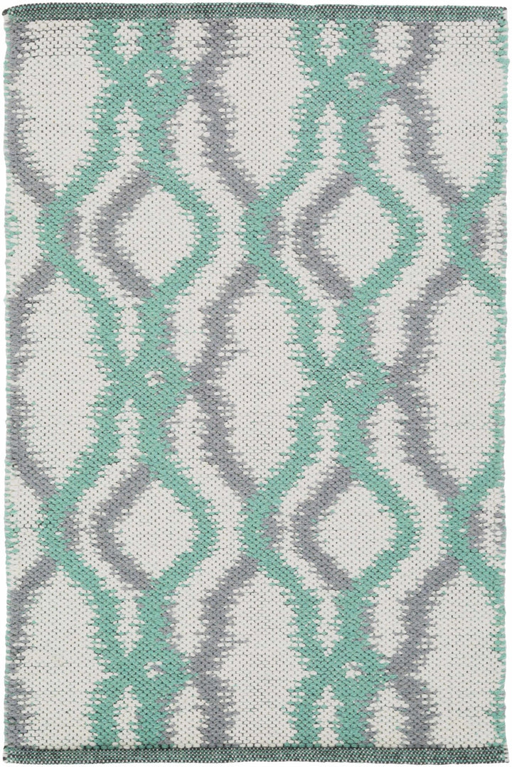 Gulliver Contemporary Geometric Design Ivory & Green Hand Woven Wool Area Rug - The Rug Decor