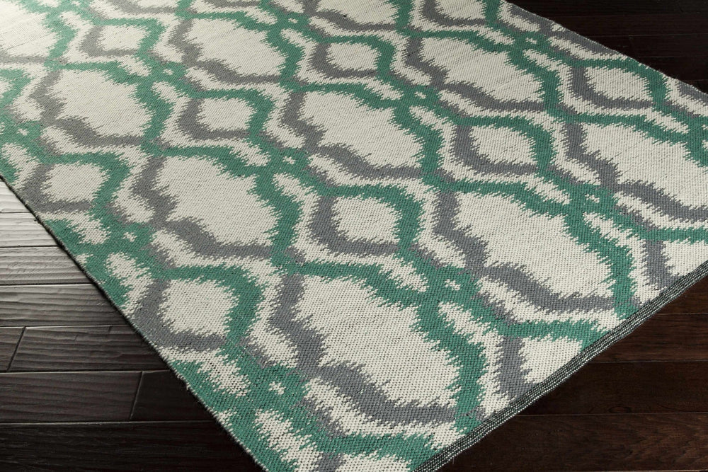 Gulliver Contemporary Geometric Design Ivory & Green Hand Woven Wool Area Rug - The Rug Decor