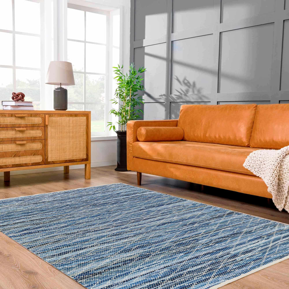 Gurit Contemporary Geometrical Blue Area Rug - The Rug Decor