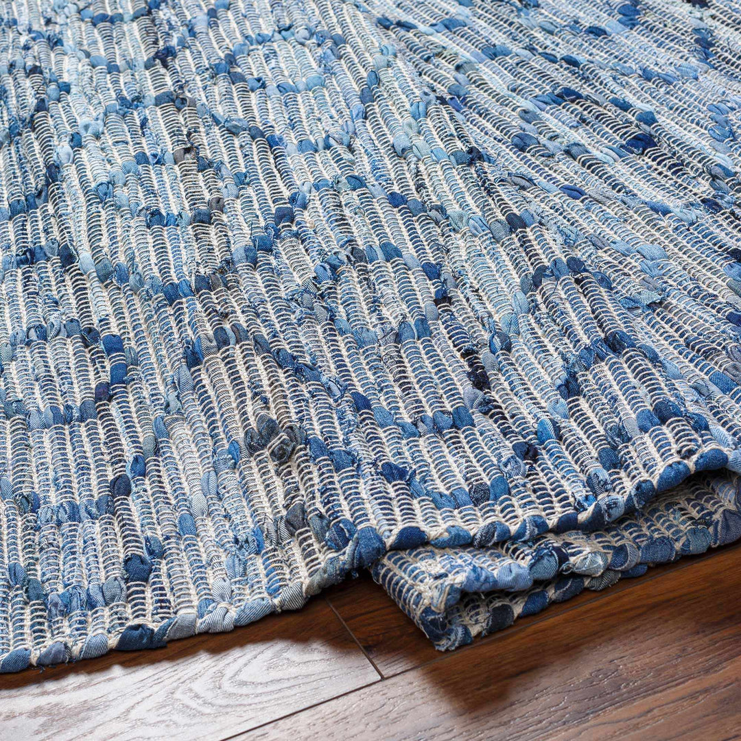 Gurit Modern Geometrical Blue And Gray Hand Woven Area Rug - The Rug Decor