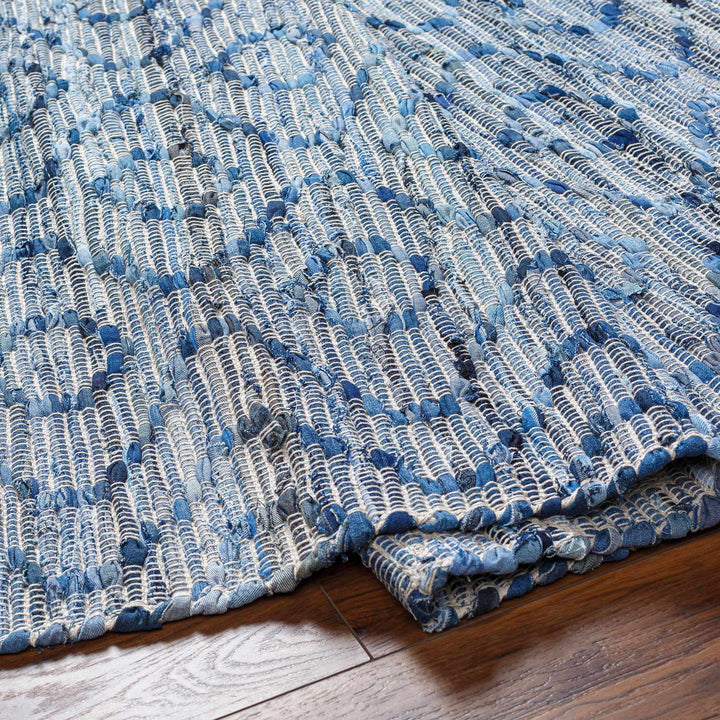 Gurit Modern Geometrical Blue And Gray Hand Woven Area Rug - The Rug Decor