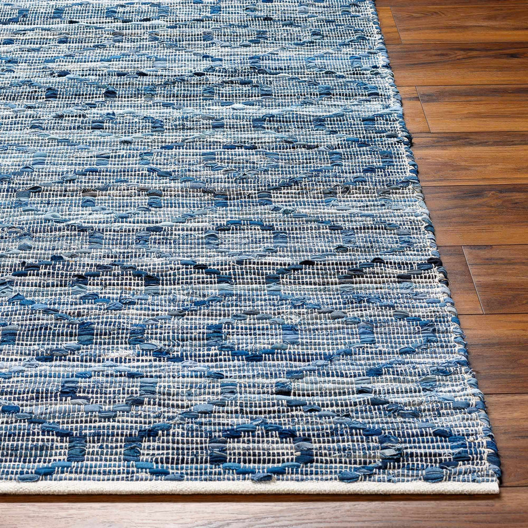 Gurit Modern Geometrical Blue And Gray Hand Woven Area Rug - The Rug Decor