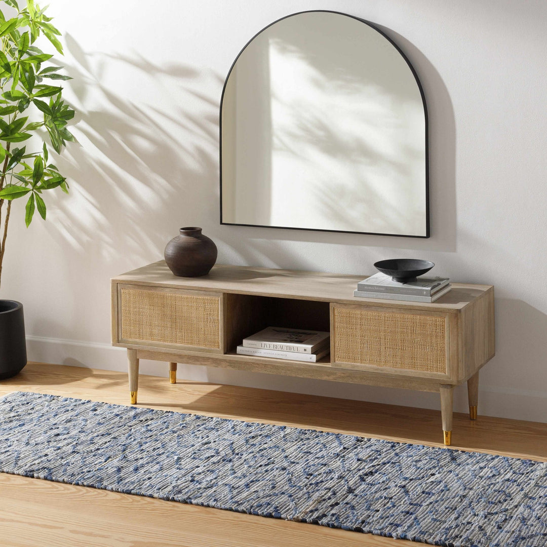 Gurit Modern Geometrical Blue And Gray Hand Woven Area Rug - The Rug Decor