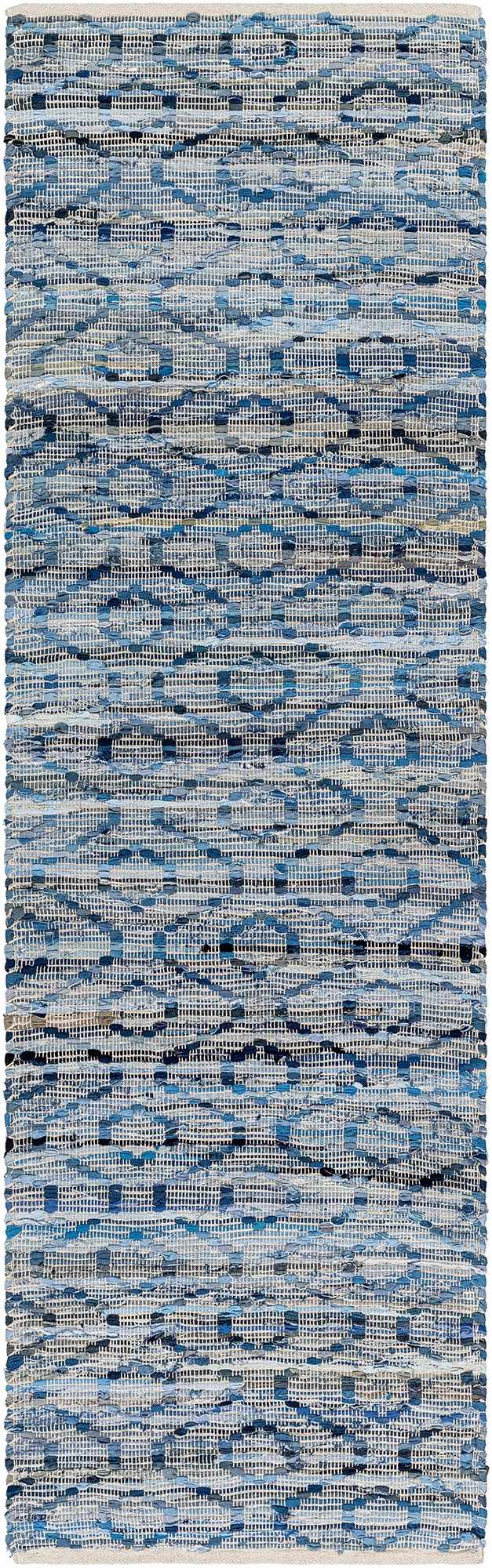 Gurit Modern Geometrical Blue And Gray Hand Woven Area Rug - The Rug Decor