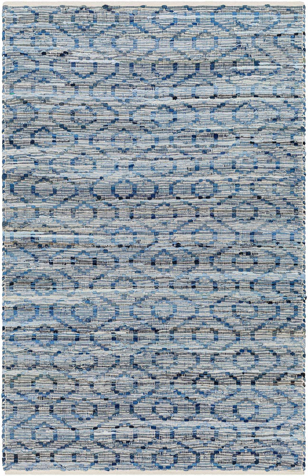 Gurit Modern Geometrical Blue And Gray Hand Woven Area Rug - The Rug Decor