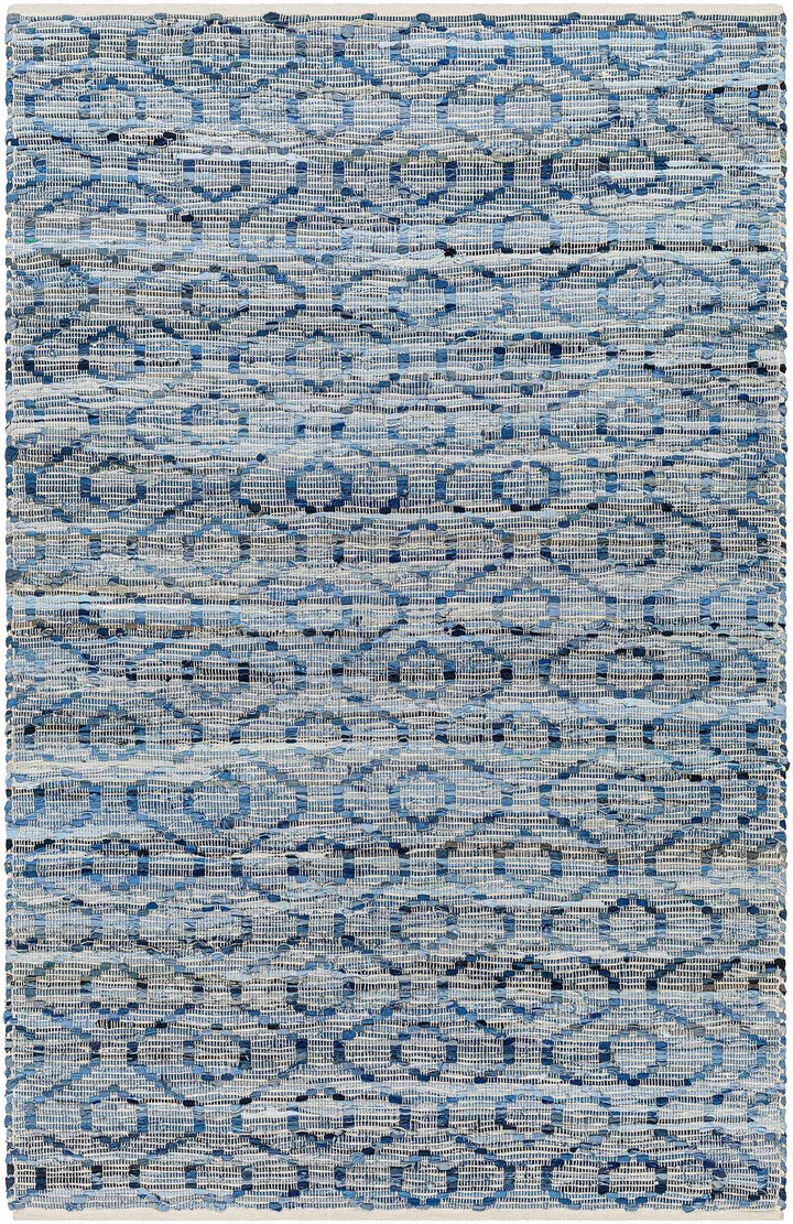 Gurit Modern Geometrical Blue And Gray Hand Woven Area Rug - The Rug Decor