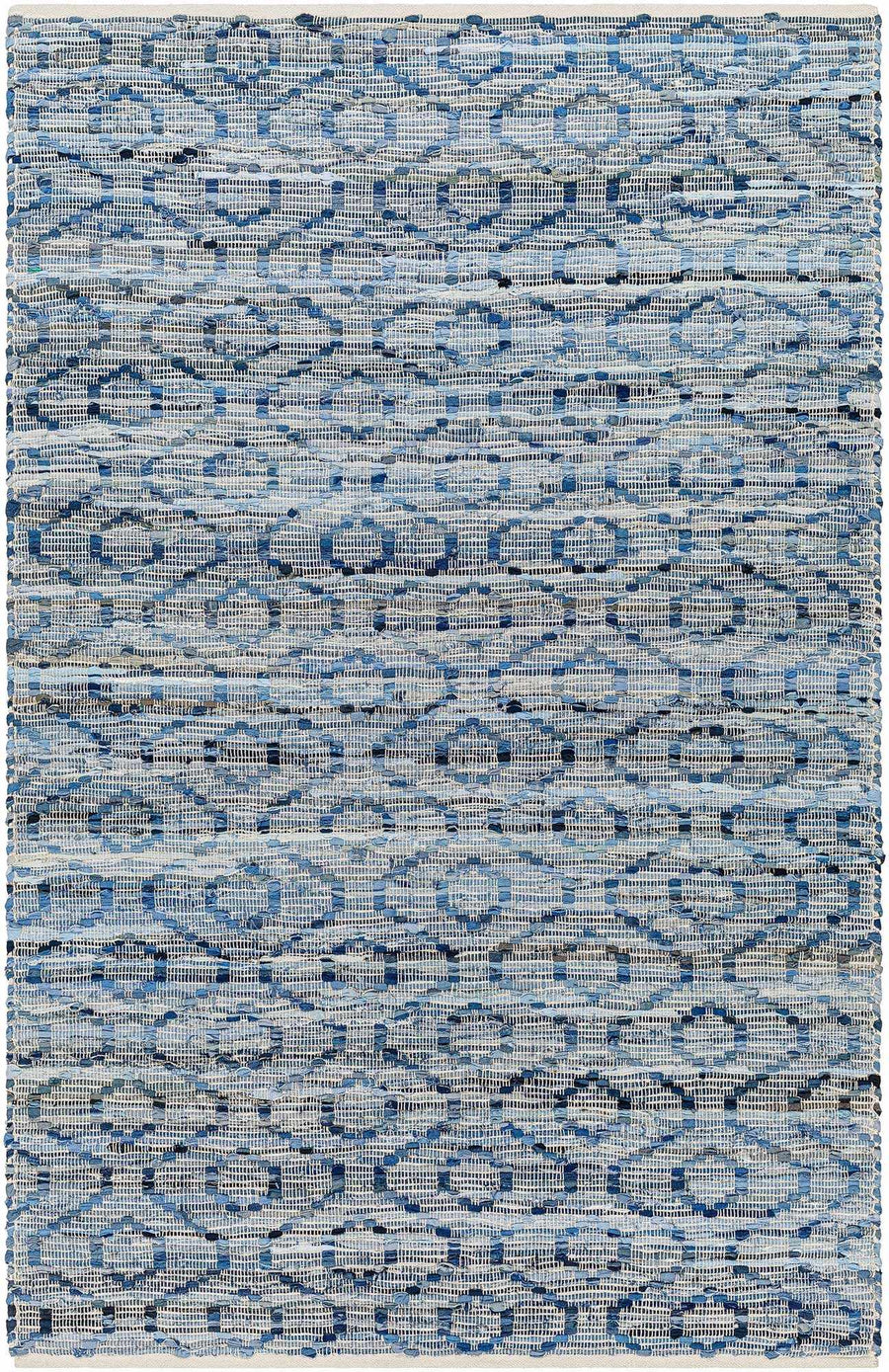 Gurit Modern Geometrical Blue And Gray Hand Woven Area Rug - The Rug Decor