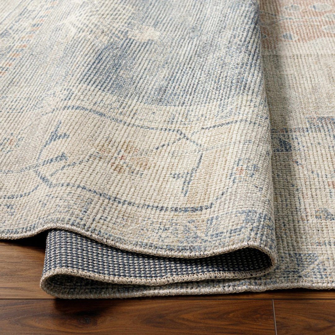 Gyan Traditional Blue And Ivory Machine Woven Area Rug - The Rug Decor