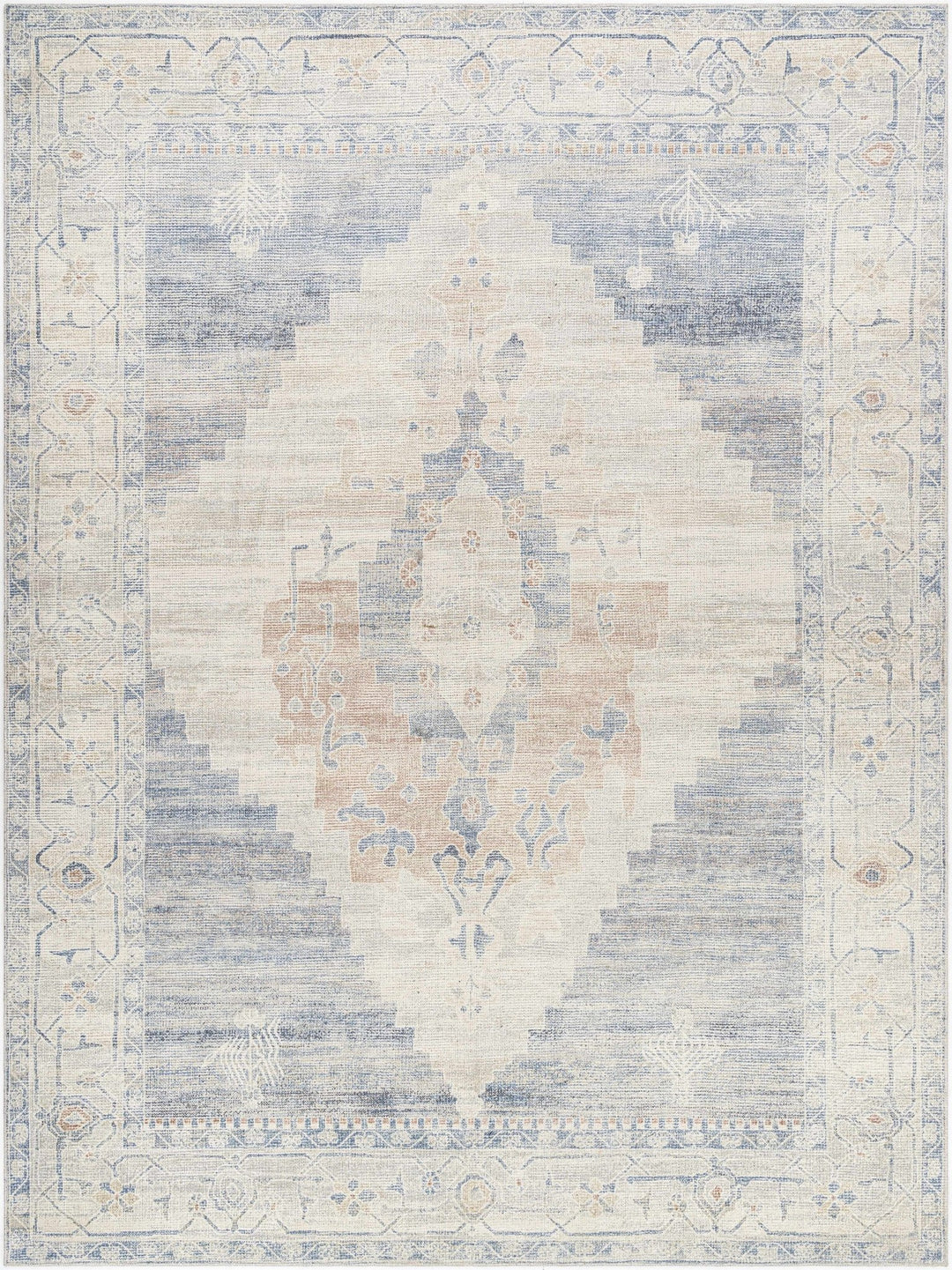 Gyan Traditional Blue And Ivory Machine Woven Area Rug - The Rug Decor