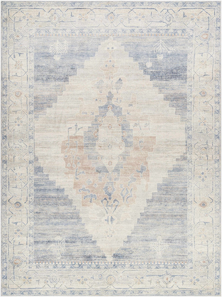 Gyan Traditional Blue And Ivory Machine Woven Area Rug - The Rug Decor