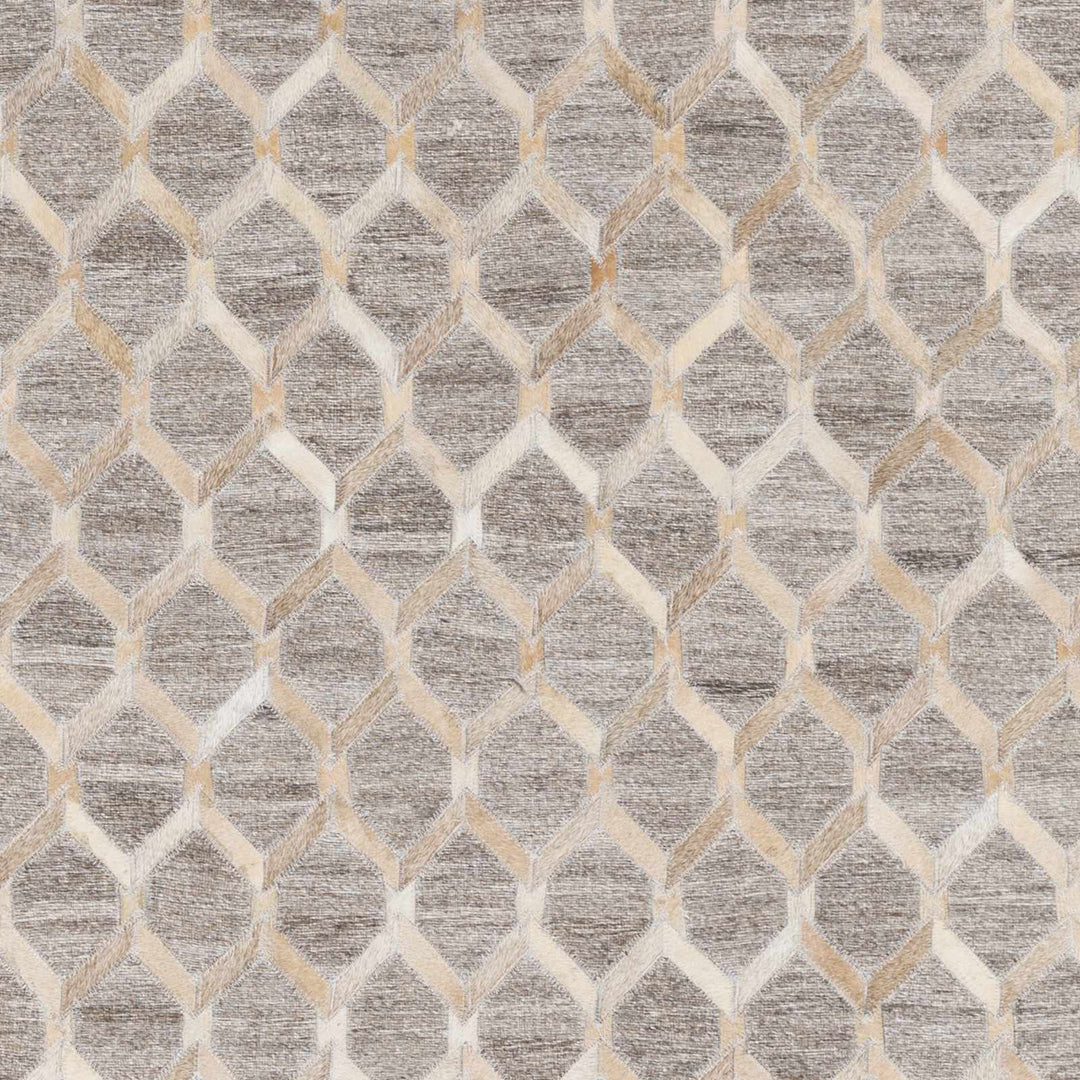 Haddix Contemporary Geometrical Brown And Gray Leather Rug - The Rug Decor