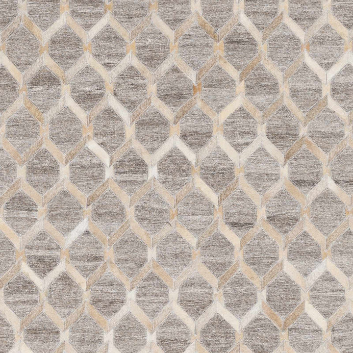 Haddix Contemporary Geometrical Brown And Gray Leather Rug - The Rug Decor