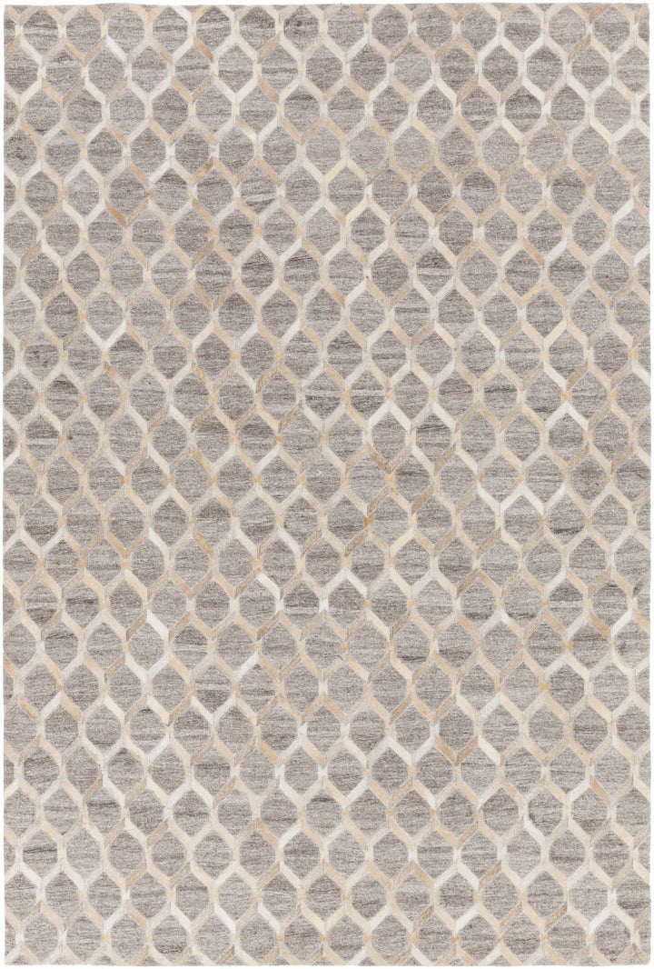 Haddix Contemporary Geometrical Brown And Gray Leather Rug - The Rug Decor