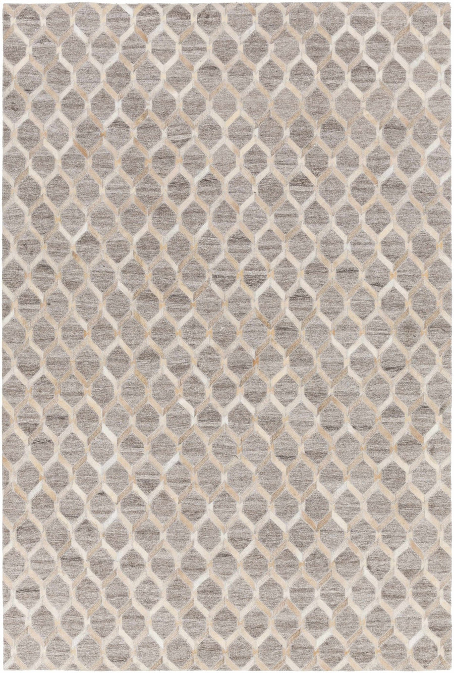 Haddix Contemporary Geometrical Brown And Gray Leather Rug - The Rug Decor